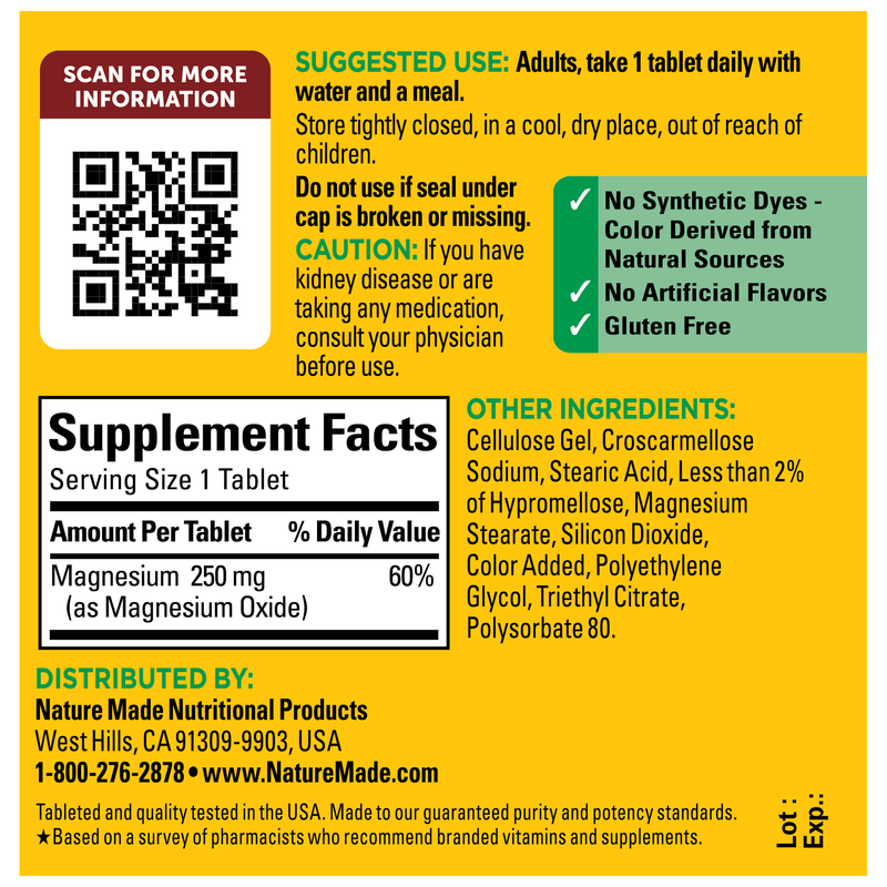 Magnesium 250 mg Tablets