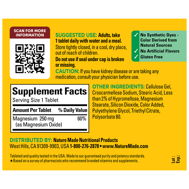Magnesium 250 mg Tablets