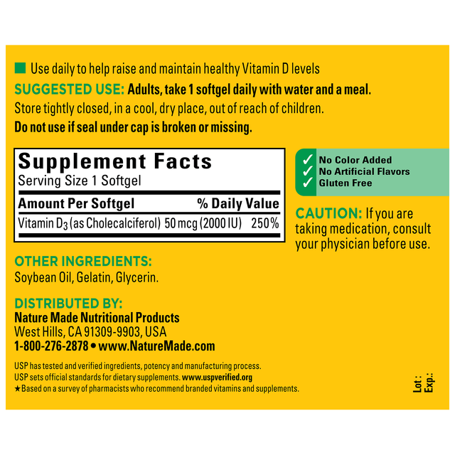 Vitamin D3 2000 IU (50 mcg) Softgels