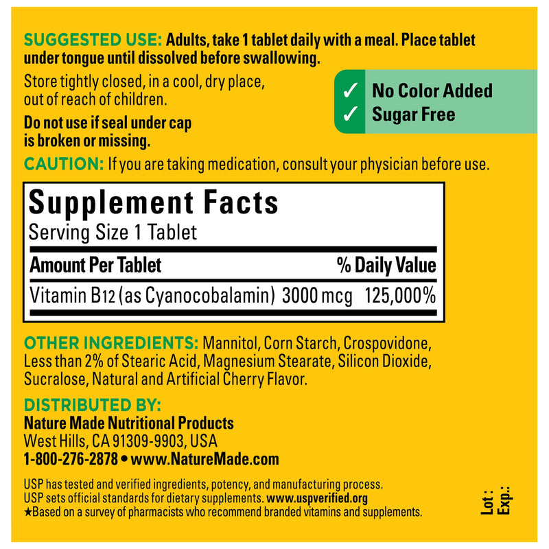 Vitamin B12 3000 mcg Fast Dissolve Tablets