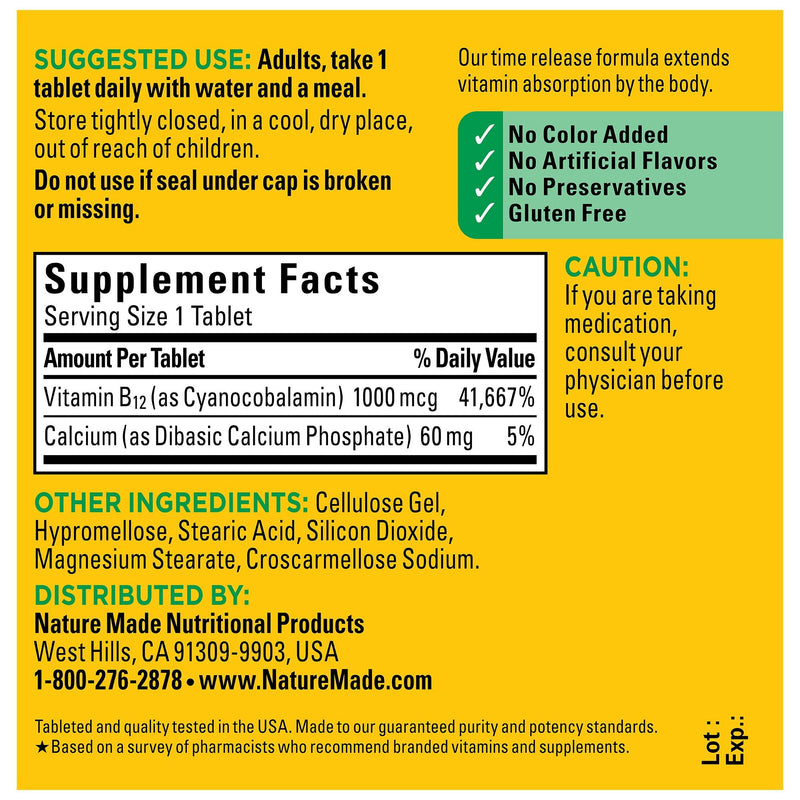 Vitamin B12 Time Release 1000 mcg Tablets