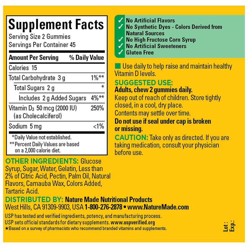 Vitamin D3 2000 IU (50 mcg) Gummies