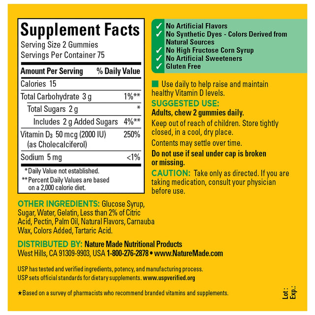 Vitamin D3 2000 IU (50 mcg) Gummies