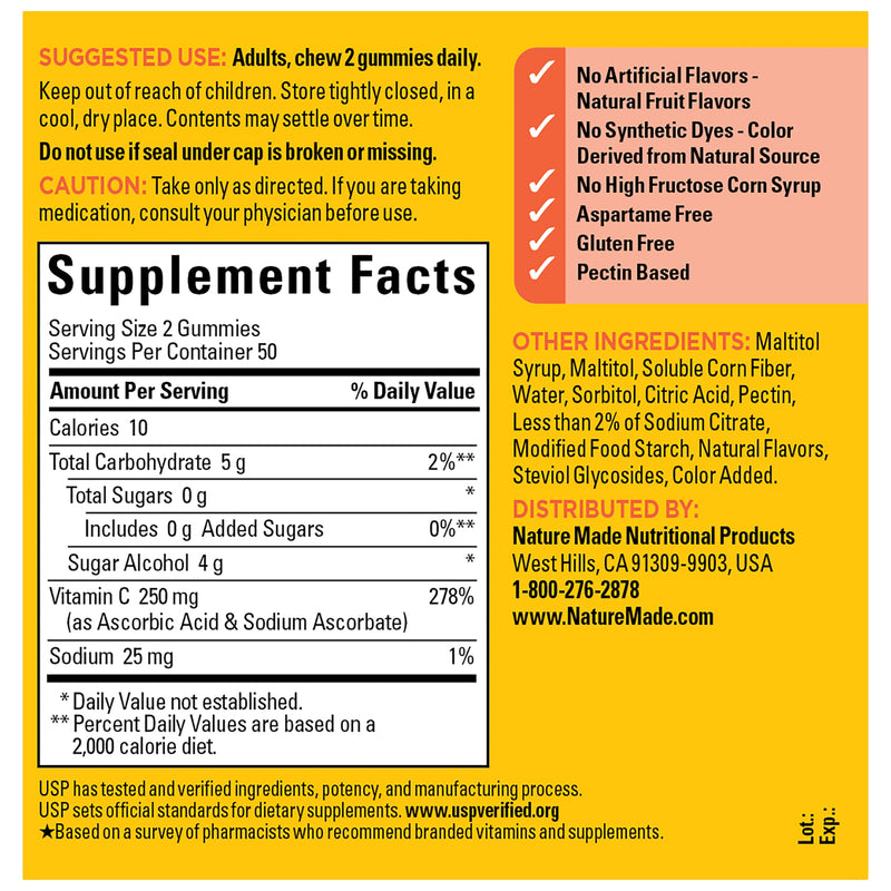 Zero Sugar‡ Vitamin C Gummies 250 Mg Per Serving