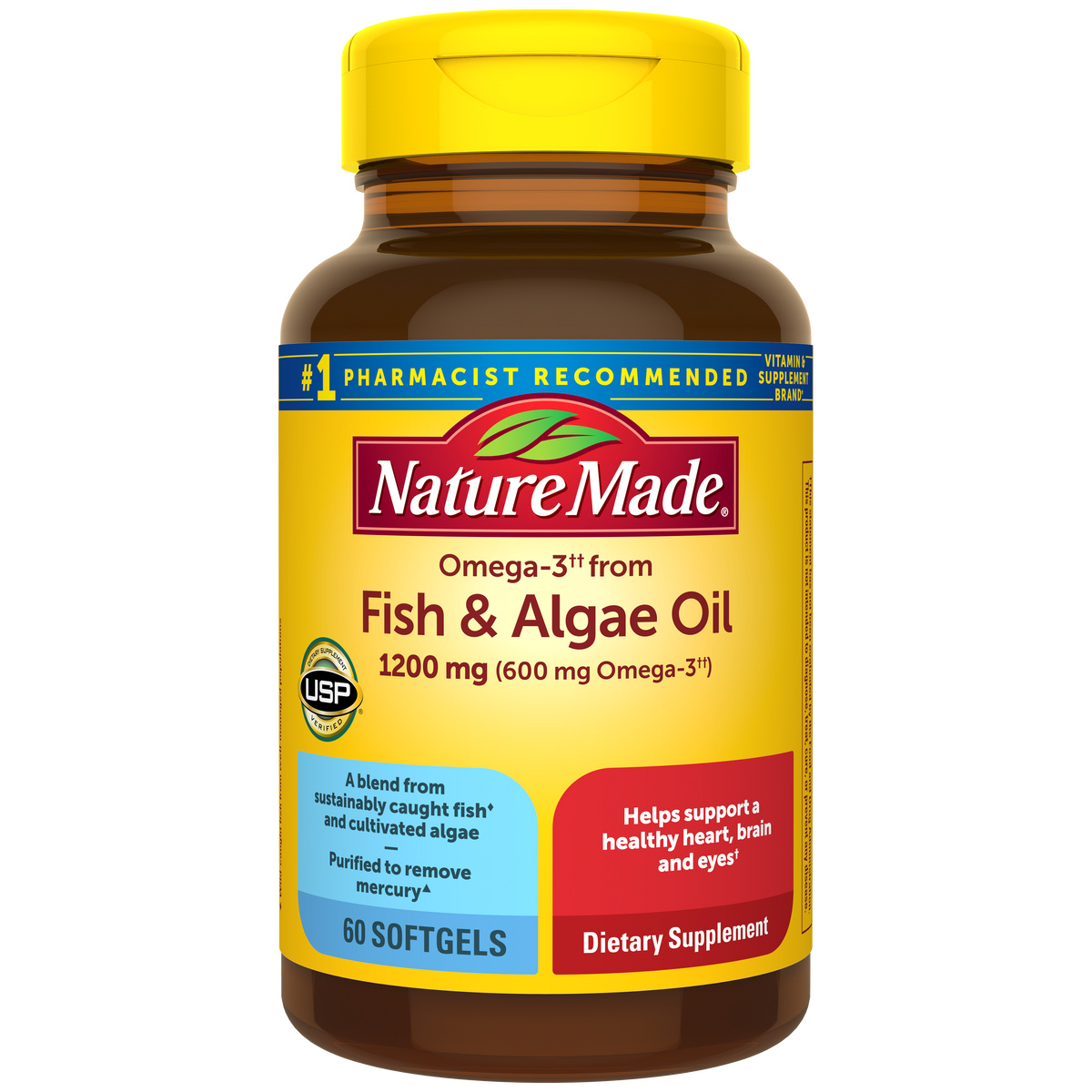 Omega-3†† from Fish & Algae Oil 1200 mg Softgels