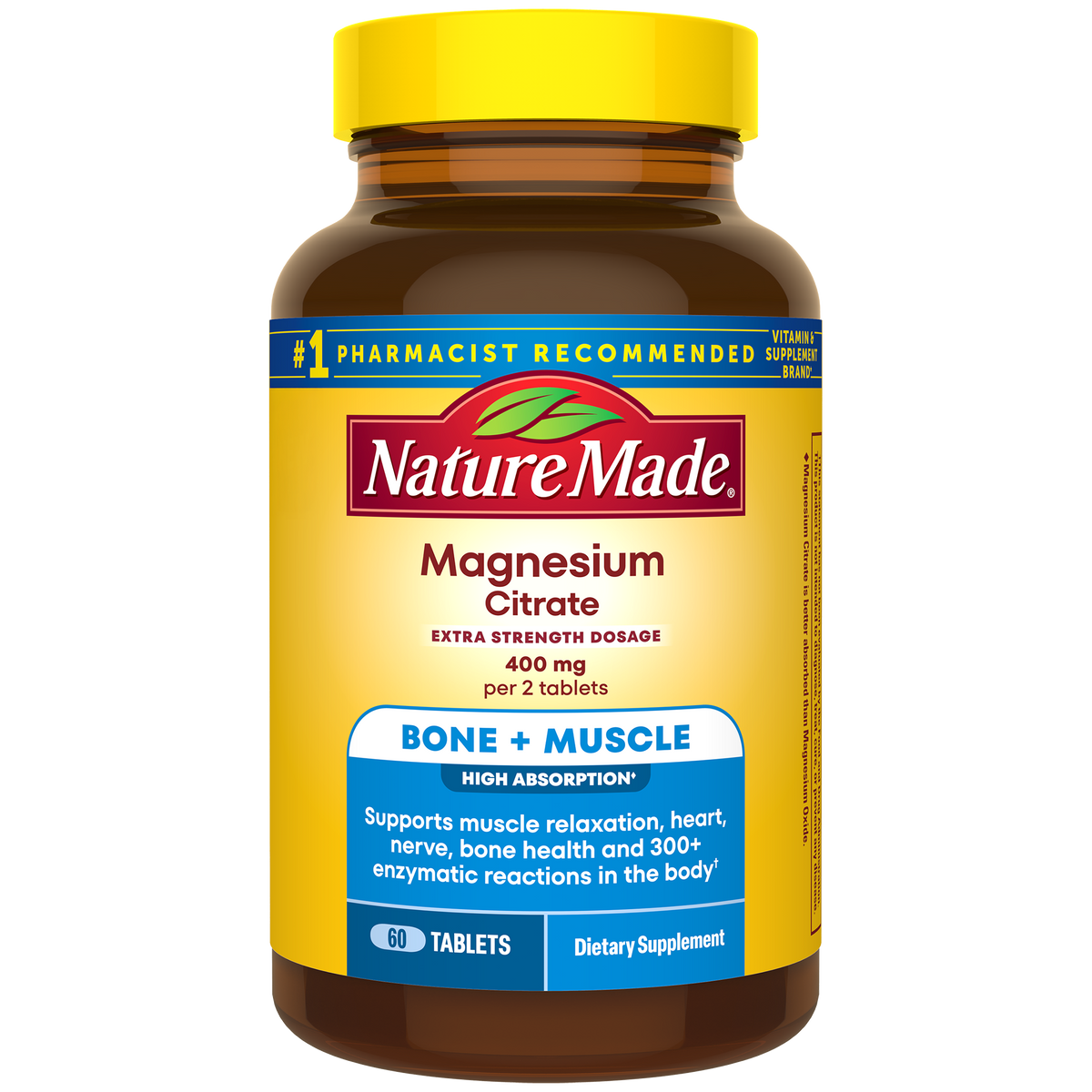 Magnesium Citrate Tablets Extra Strength Dosage High Absorption♦ 400 mg Per 2 Tablets