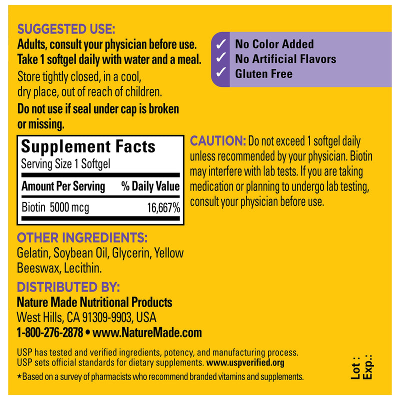 Biotin Maximum Strength‡ 5000 mcg Softgels