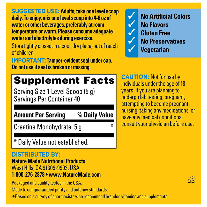 Micronized Creatine Monohydrate 5 g Drink Mix Powder