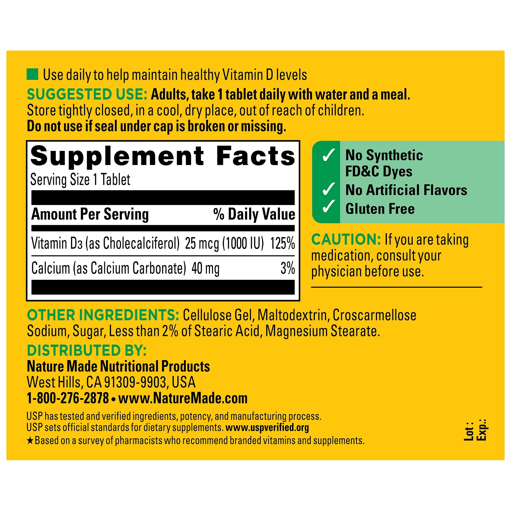 Vitamin D3 1000 IU (25 mcg) Tablets
