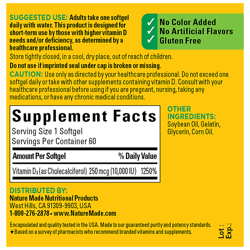 Vitamin D3 Maximum Strength 10,000 IU (250 mcg)