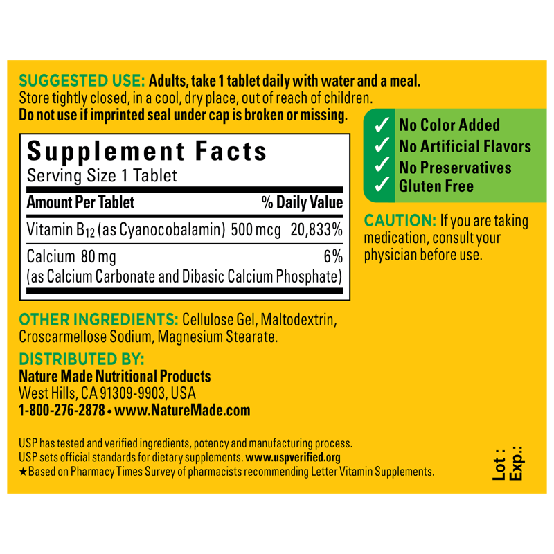 Vitamin B12 500 mcg Tablets
