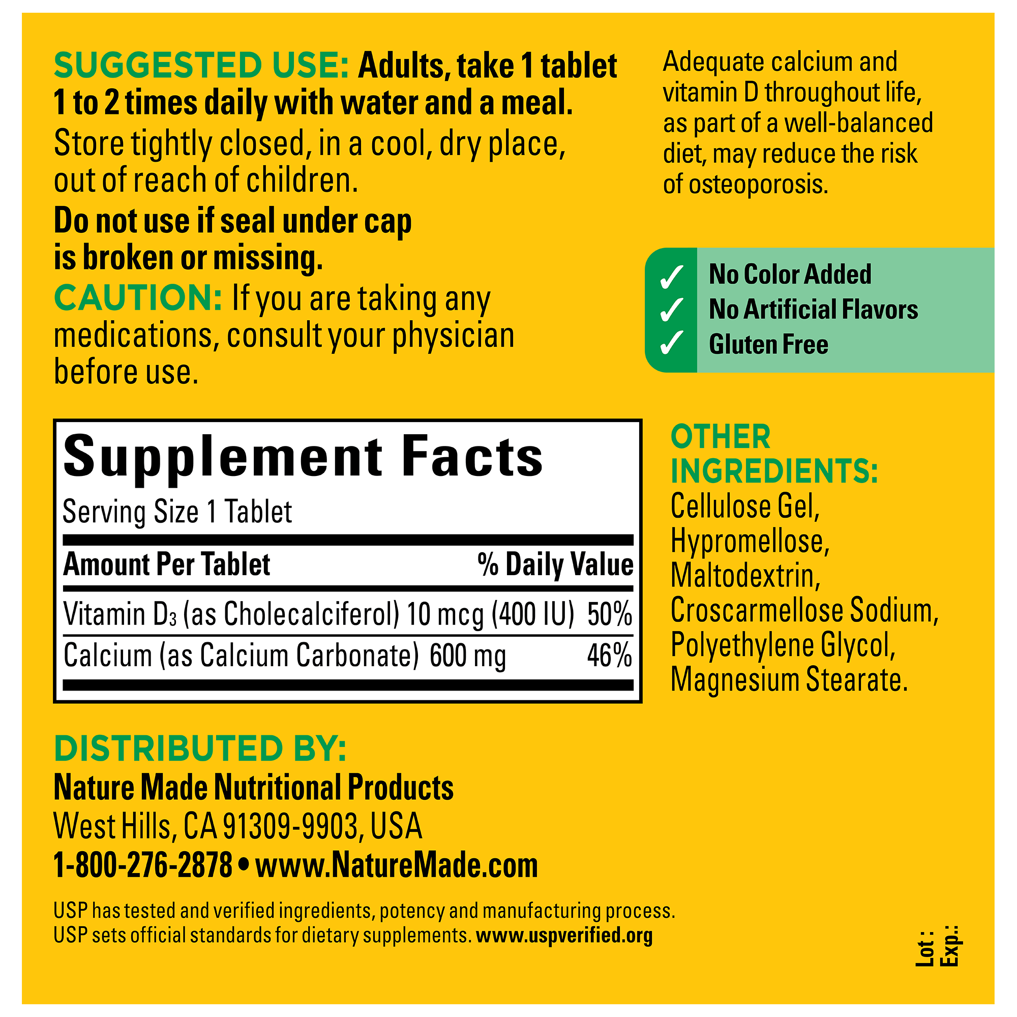 Calcium 600 mg with Vitamin D3 Tablets