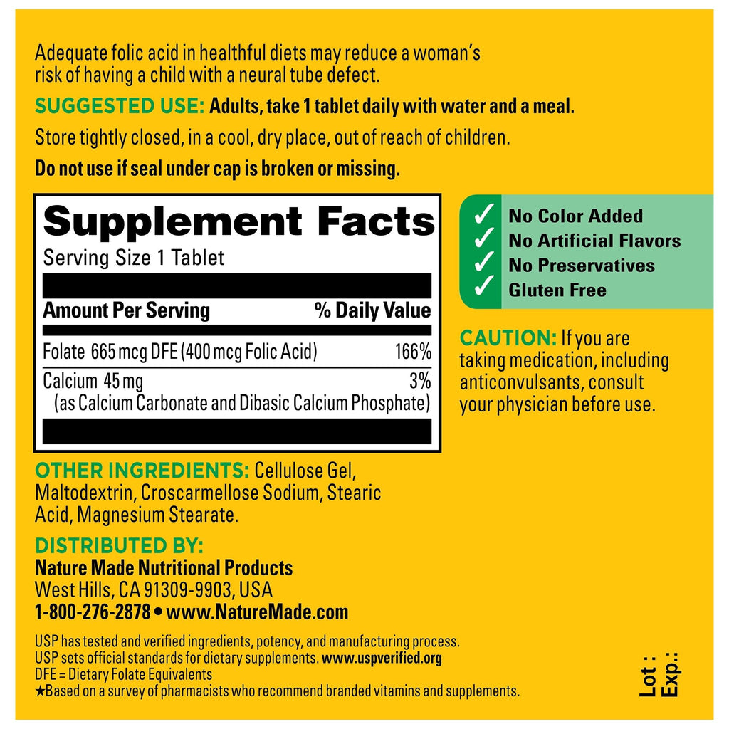 Folic Acid 400 mcg Tablets