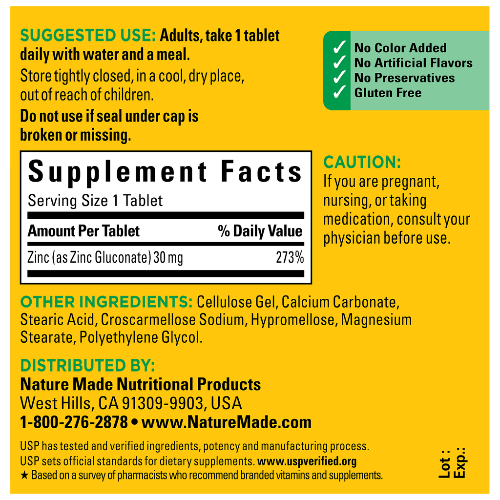 Zinc 30 mg Tablets
