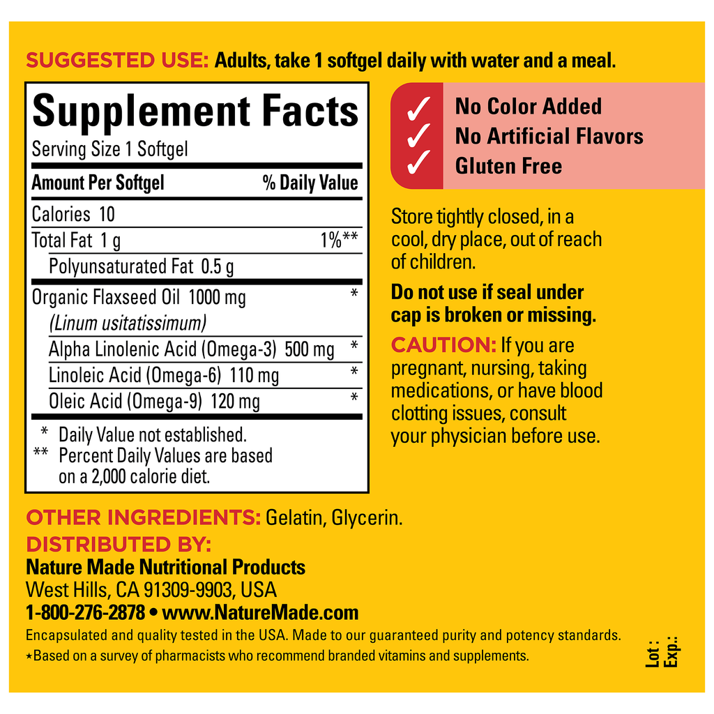 Flaxseed Oil 1000 mg Softgels