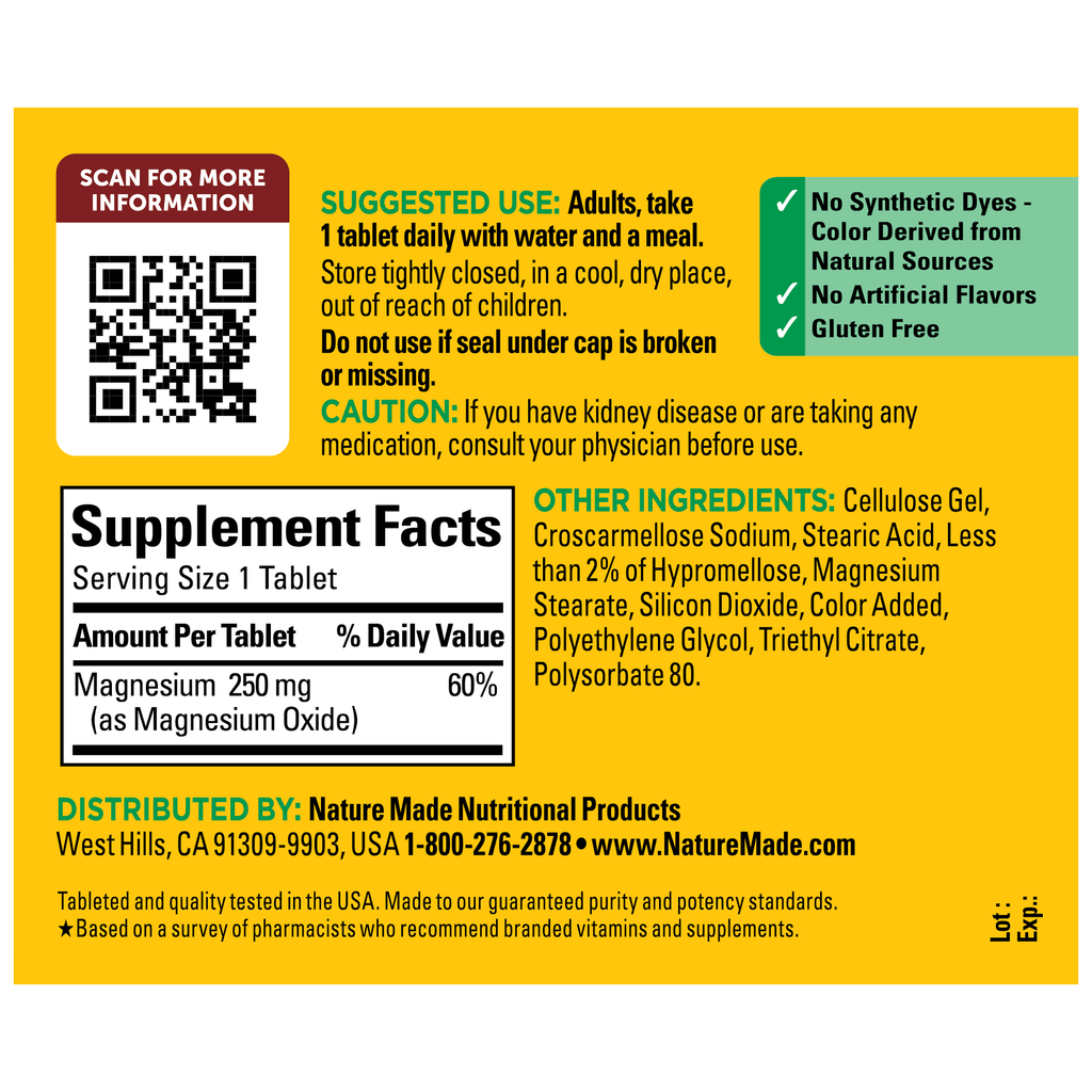 Magnesium 250 mg Tablets