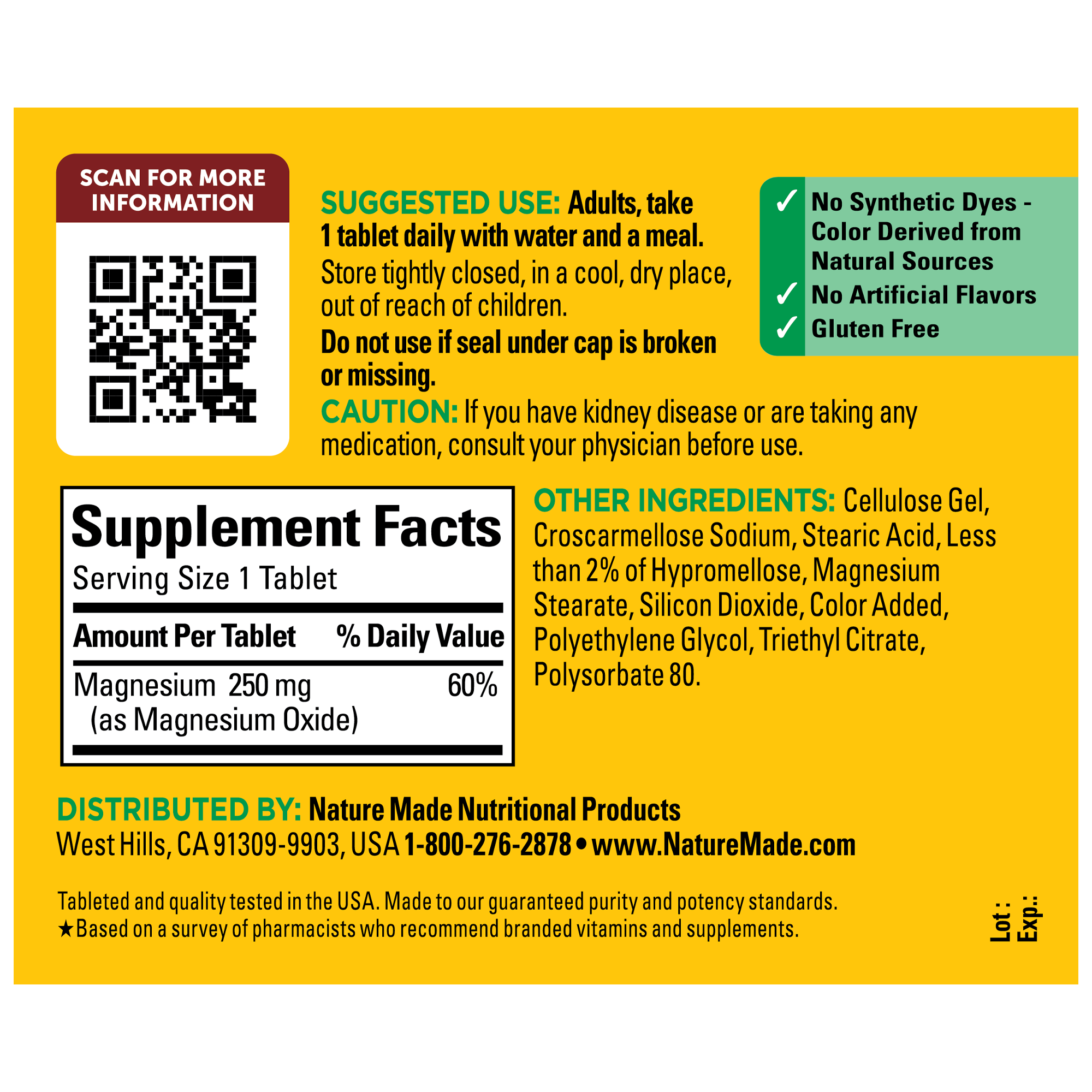 Magnesium 250 mg Tablets
