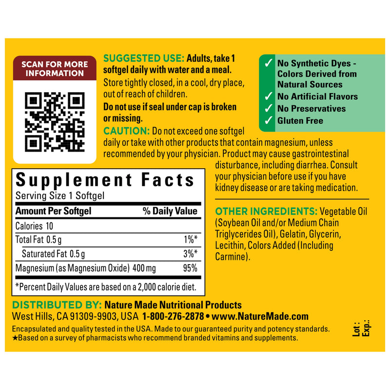 Magnesium Extra Strength 400 mg Softgels
