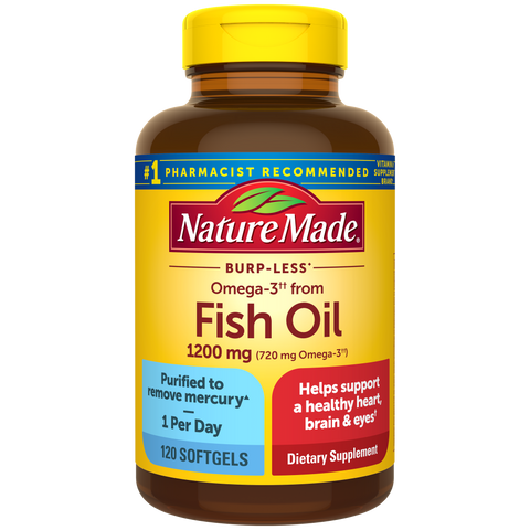 Burp-Less♦ Omega-3 From Fish Oil 1200 mg Softgels, One Per Day