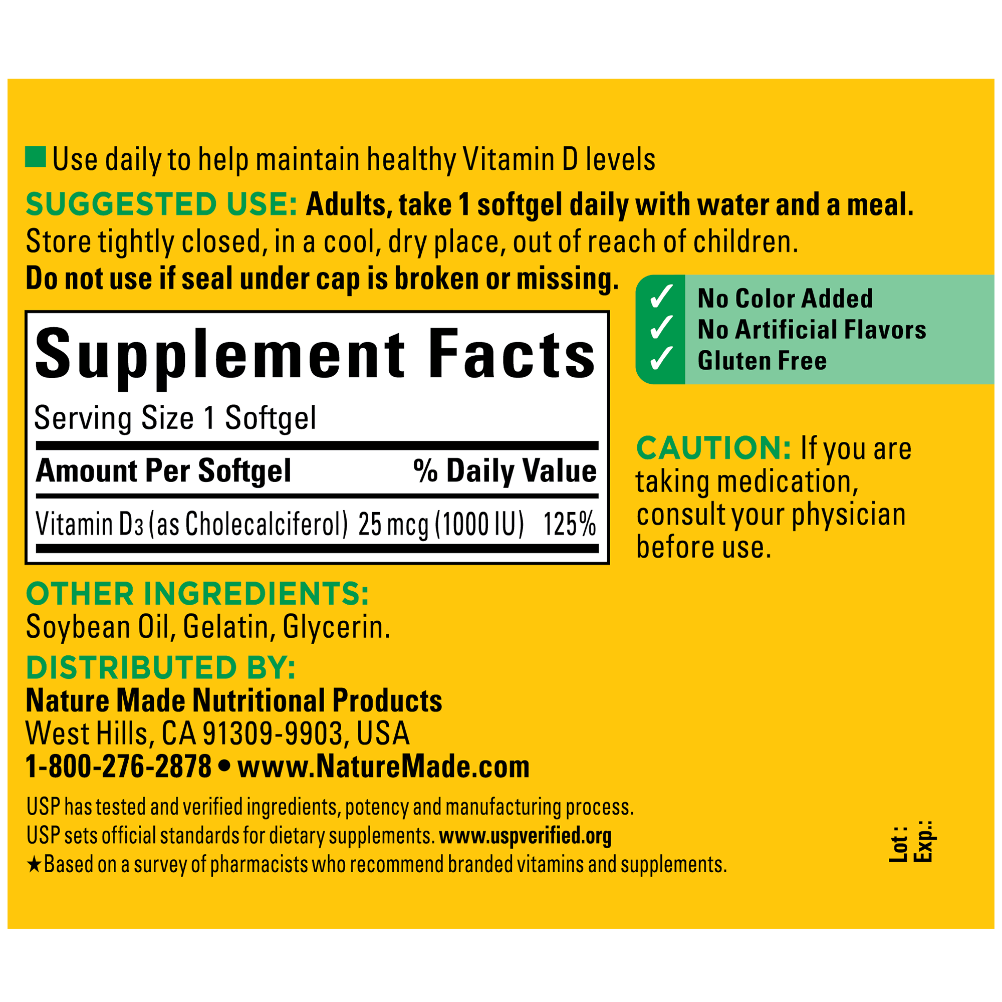Vitamin D3 1000 IU (25 mcg) Softgels