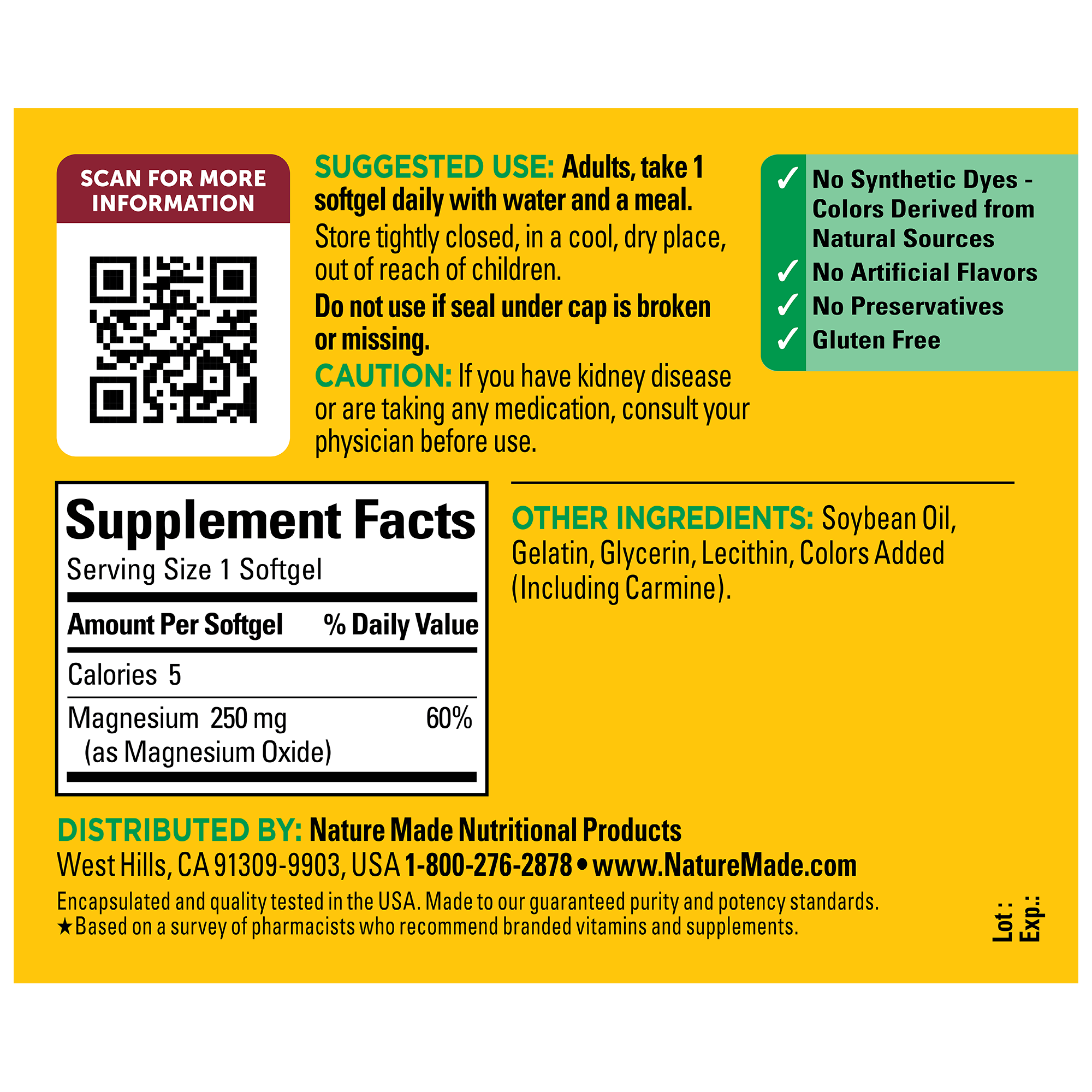 Magnesium 250 mg Softgels