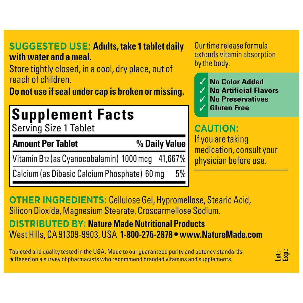 Vitamin B12 Time Release 1000 mcg Tablets