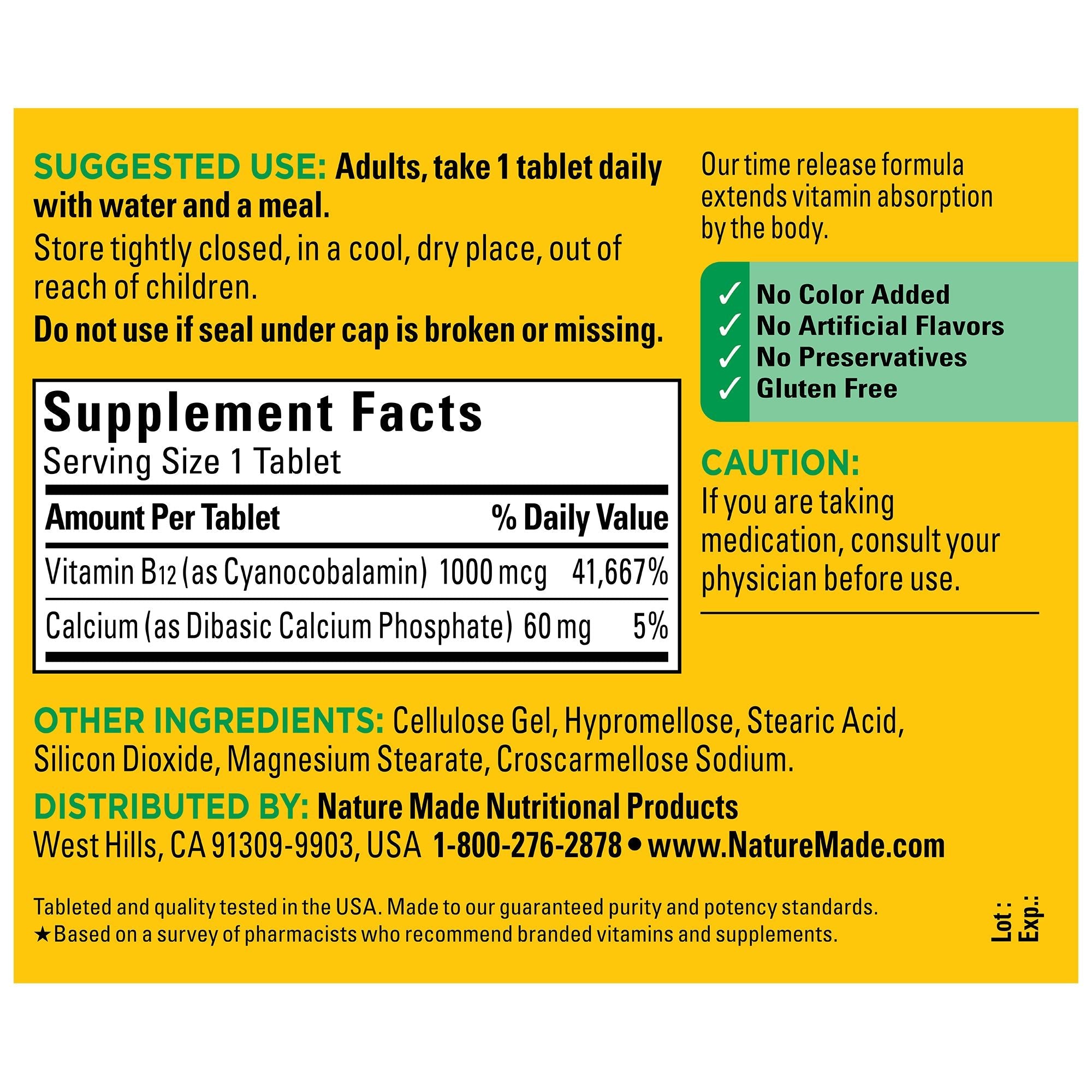 Vitamin B12 Time Release 1000 mcg Tablets