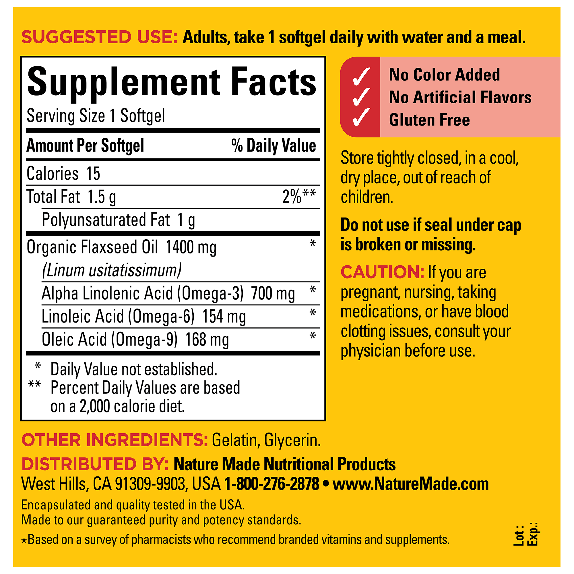 Flaxseed Oil 1400 mg Softgels