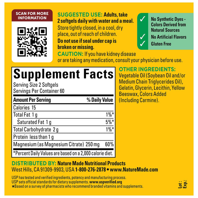 High Absorption Magnesium Citrate 250 mg Softgels