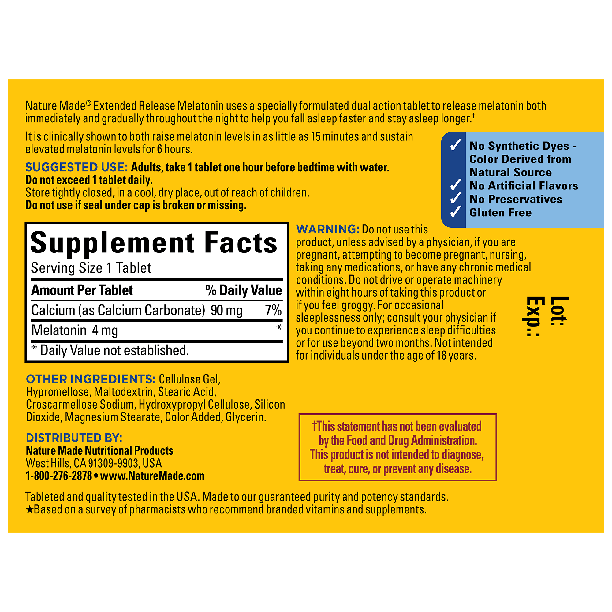 Extended Release Melatonin 4 mg Tablets