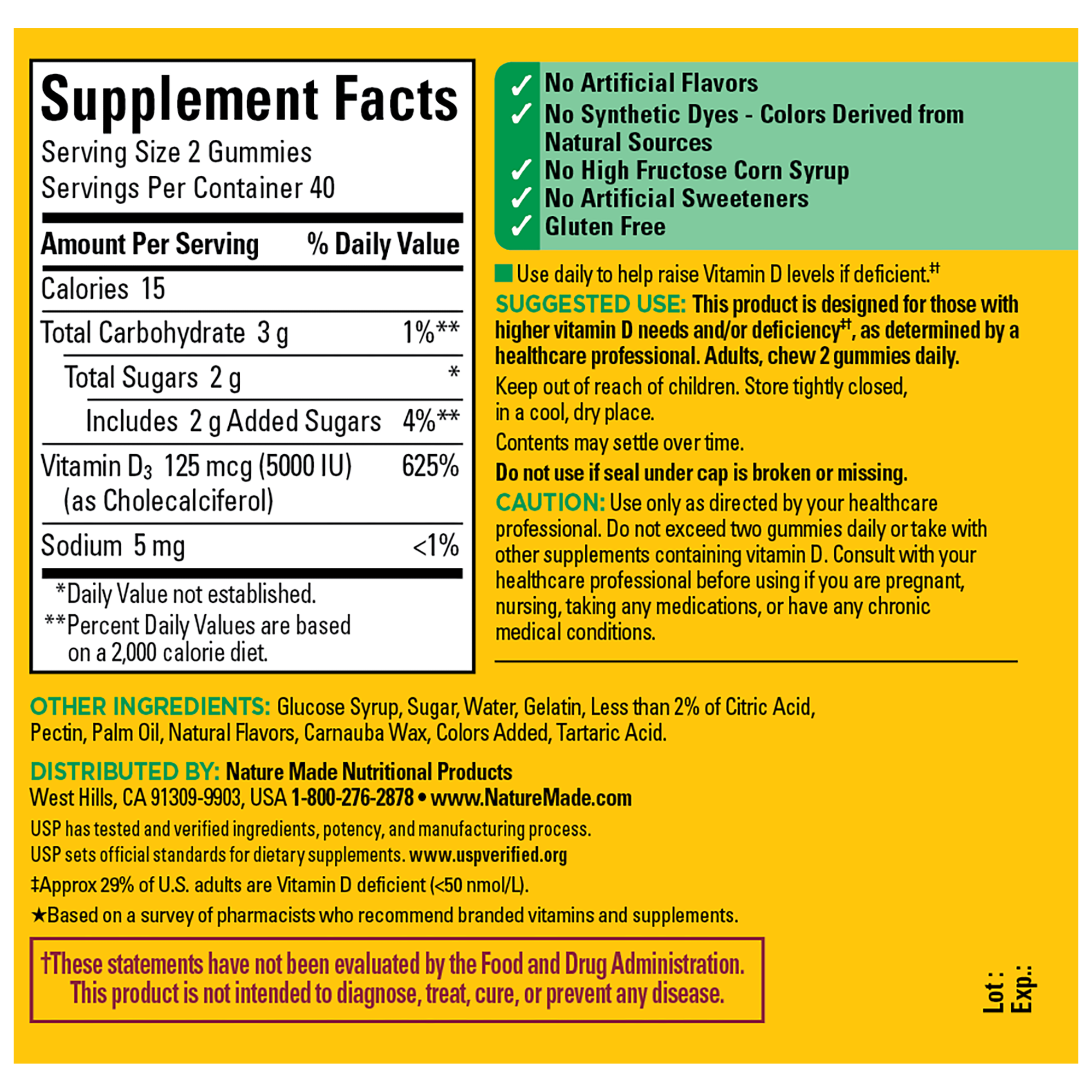Vitamin D Extra Strength 5000 IU (125 mcg) Gummies