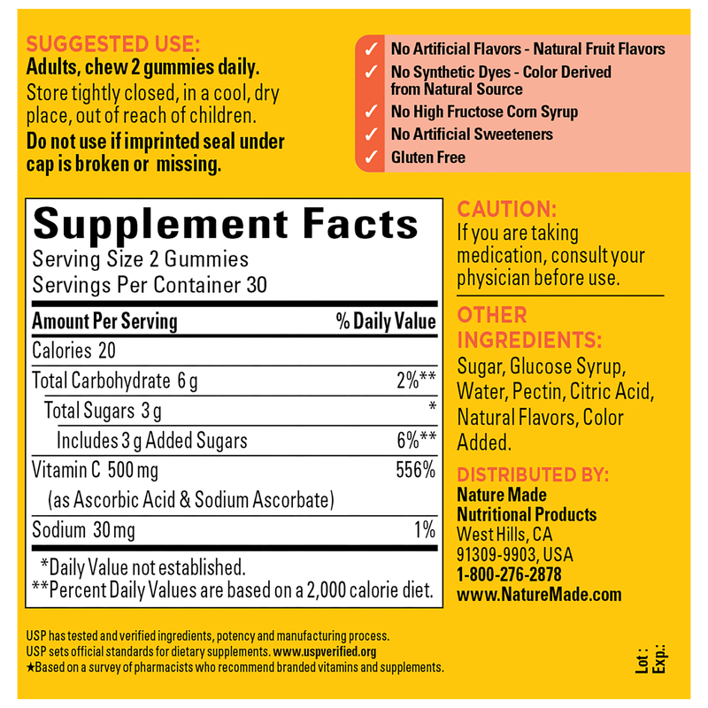 Vitamin C Extra Strength 500 mg Gummies