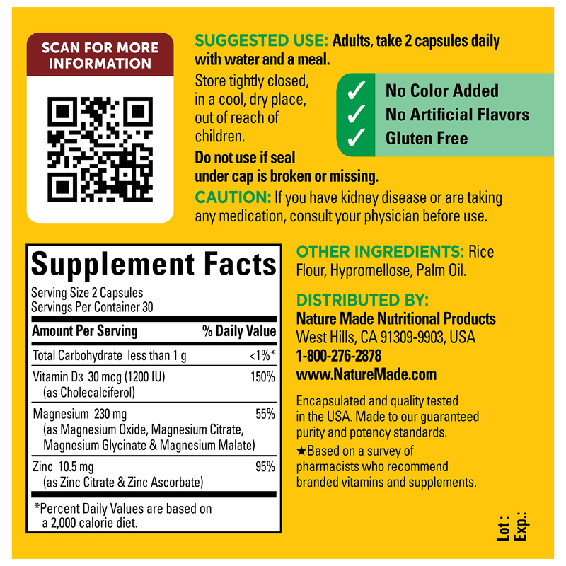 Magnesium Complex Capsules with D3 and Zinc