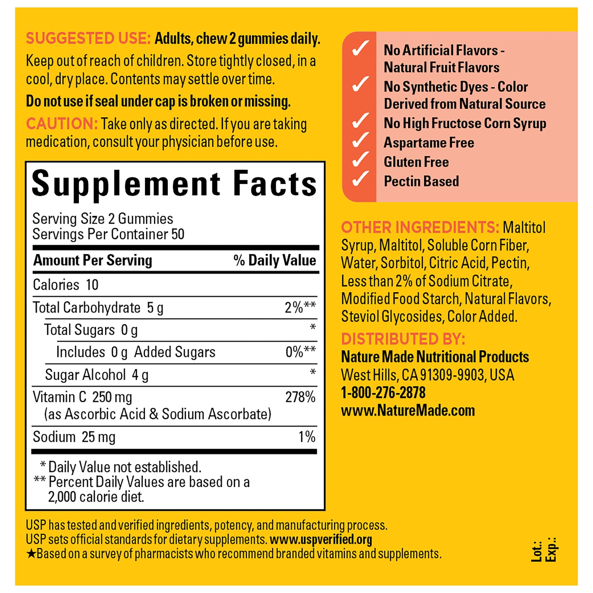 Zero Sugar‡ Vitamin C Gummies 250 Mg Per Serving