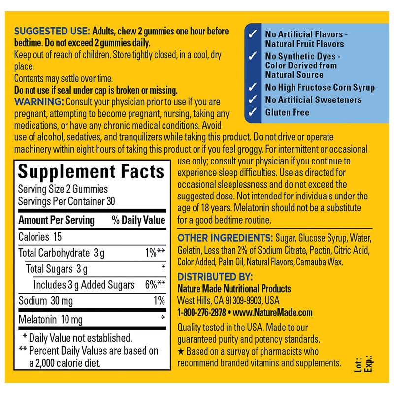 Time Release Melatonin Gummies Maximum Strength Dosage‡ 10 mg Per Serving