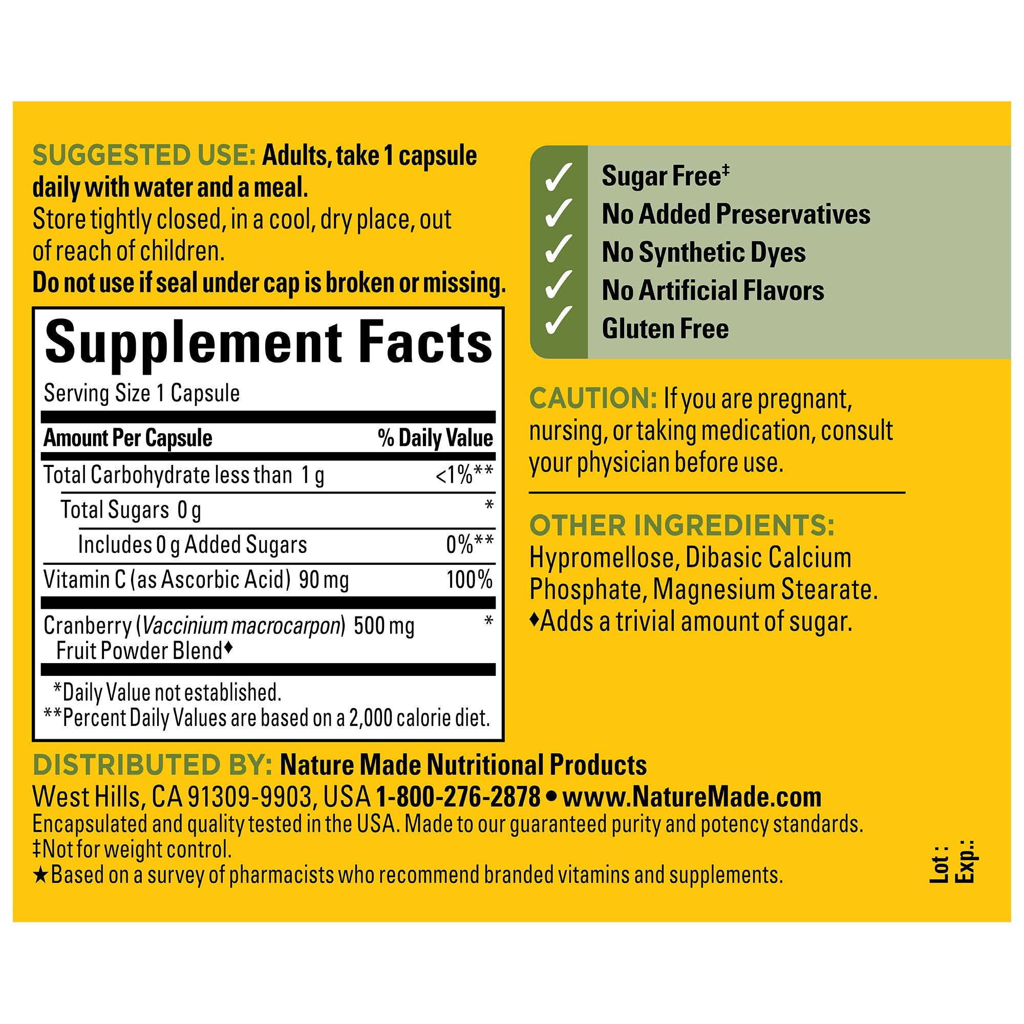 Cranberry Capsules 500 Mg With Vitamin C