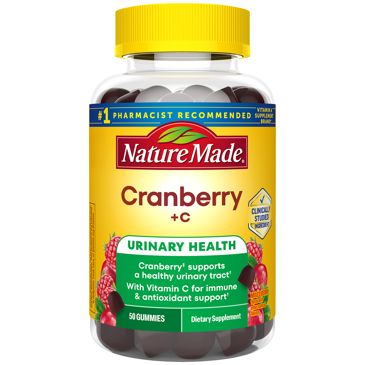 Cranberry 500 mg Per Serving + Vitamin C Gummies