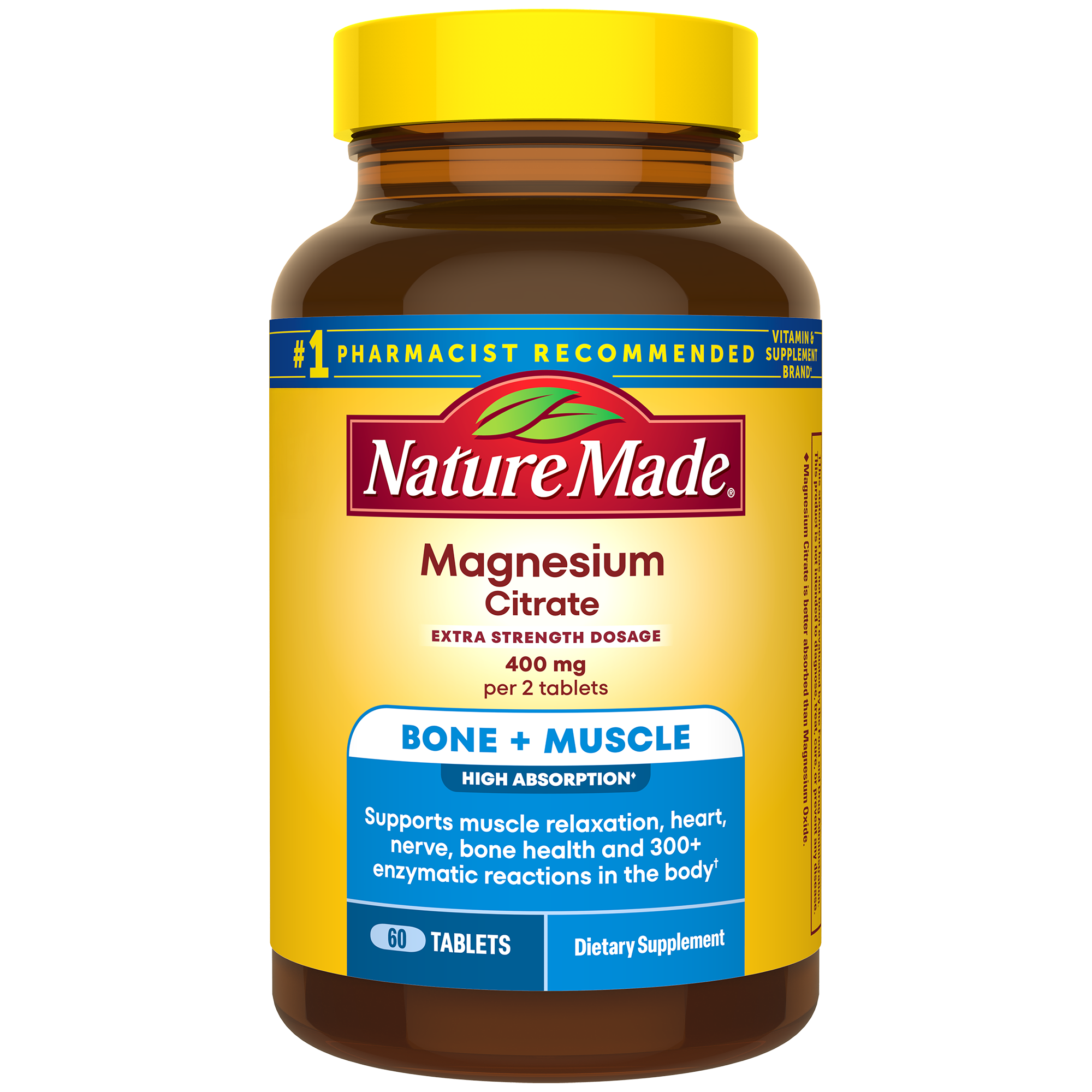 Magnesium Citrate Tablets Extra Strength Dosage High Absorption♦ 400 mg Per 2 Tablets