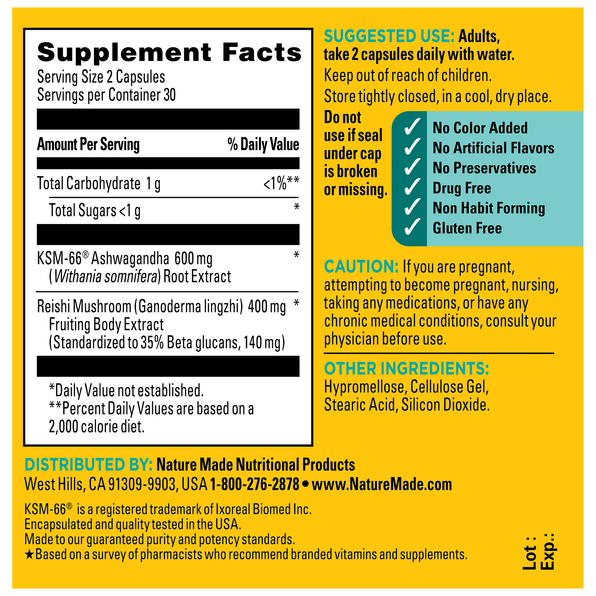 Ashwagandha + Reishi Mushroom Capsules