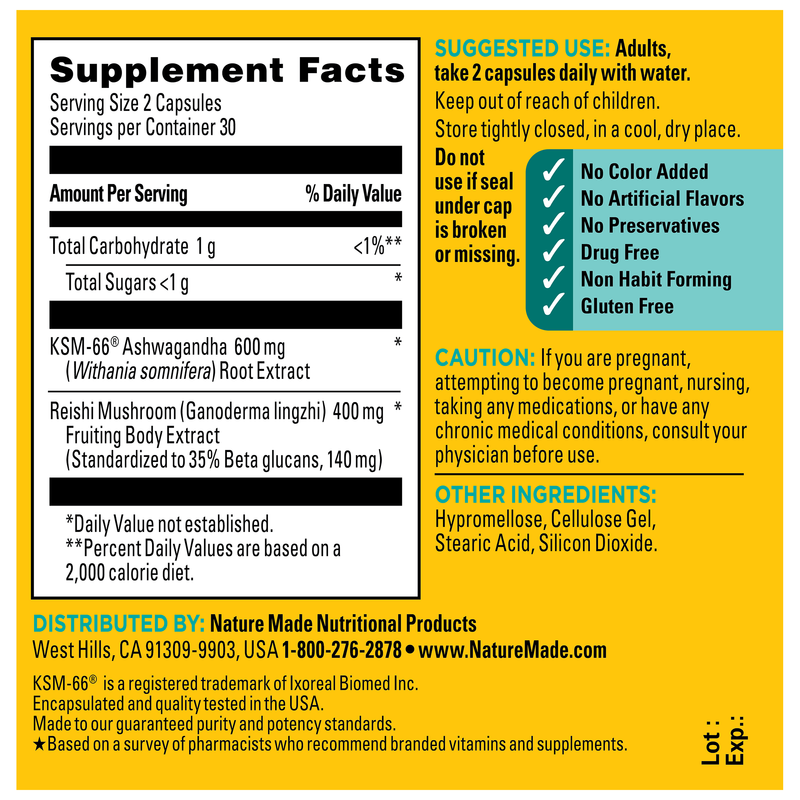 Ashwagandha + Reishi Mushroom Capsules