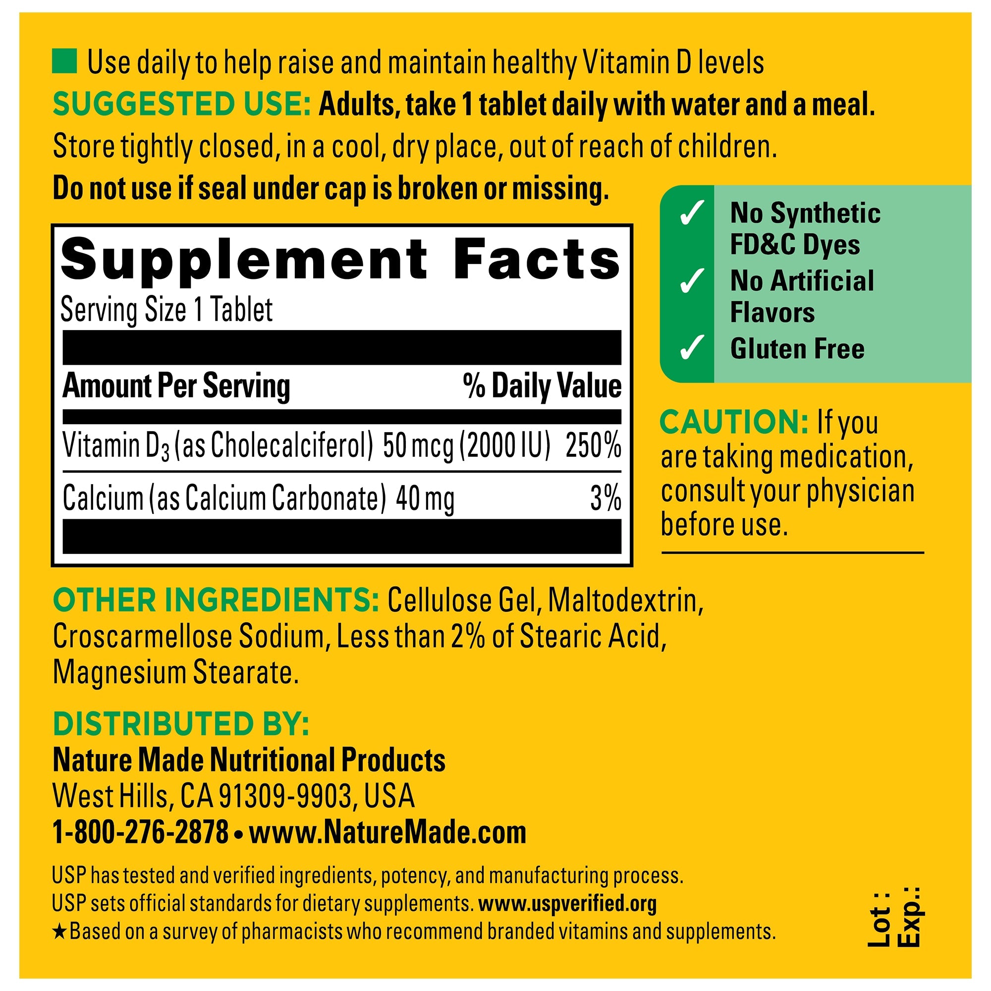 Vitamin D3 2000 IU (50 mcg) Tablets