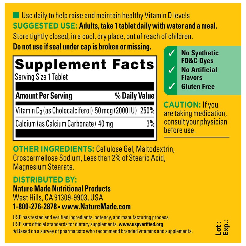 Vitamin D3 2000 IU (50 mcg) Tablets
