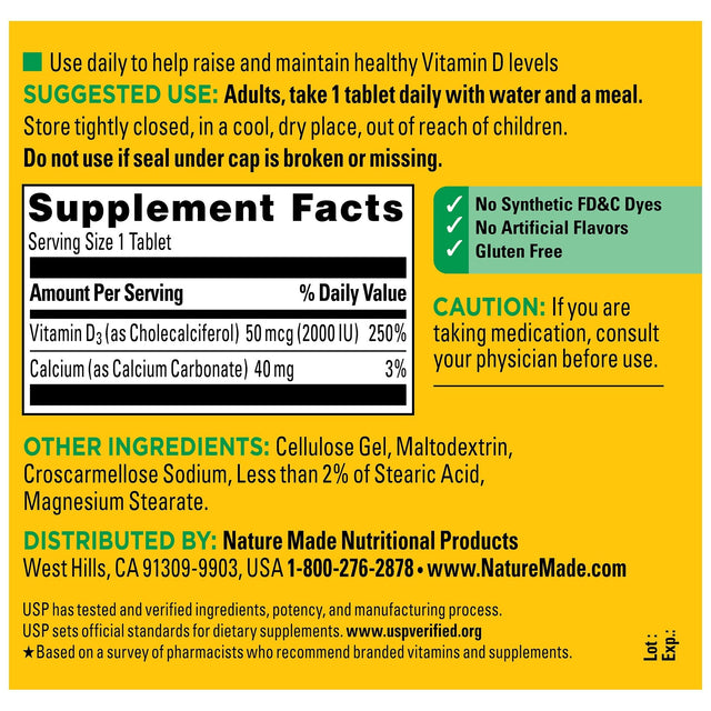 Vitamin D3 2000 IU (50 mcg) Tablets