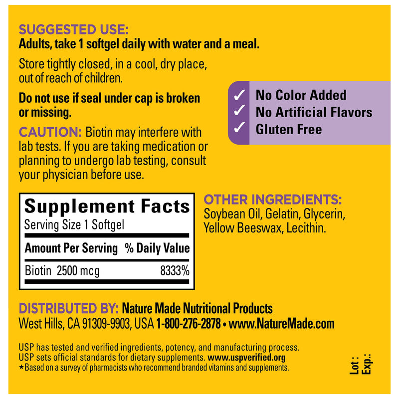 Biotin Extra Strength 2500 mcg Softgels