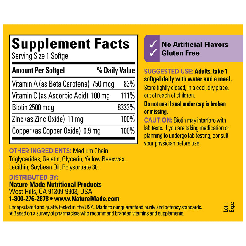 Hair-Skin-Nails‡ 2500 mcg Biotin Softgels