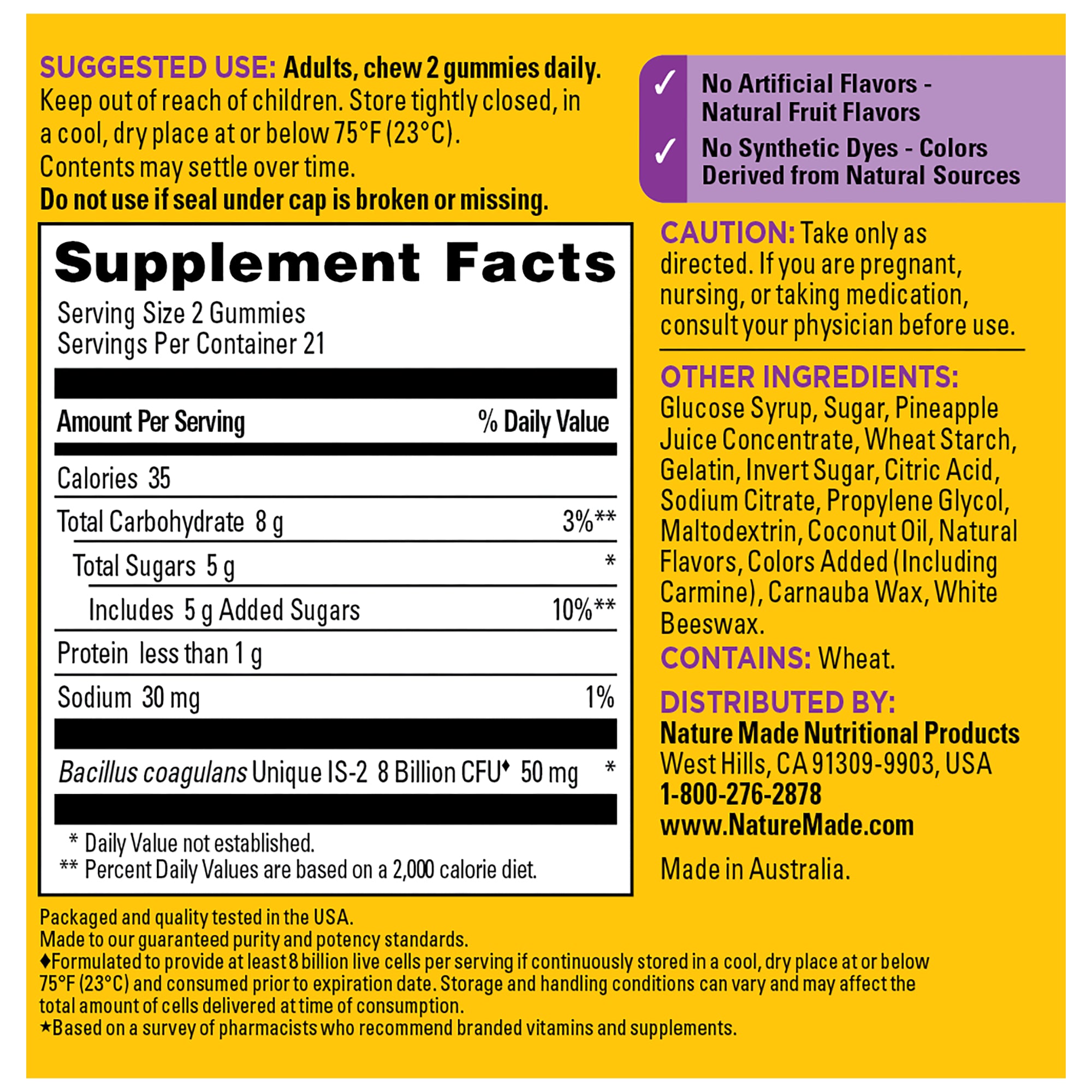 Digestive Probiotics 8 Billion CFU per 2 Probiotic Gummies