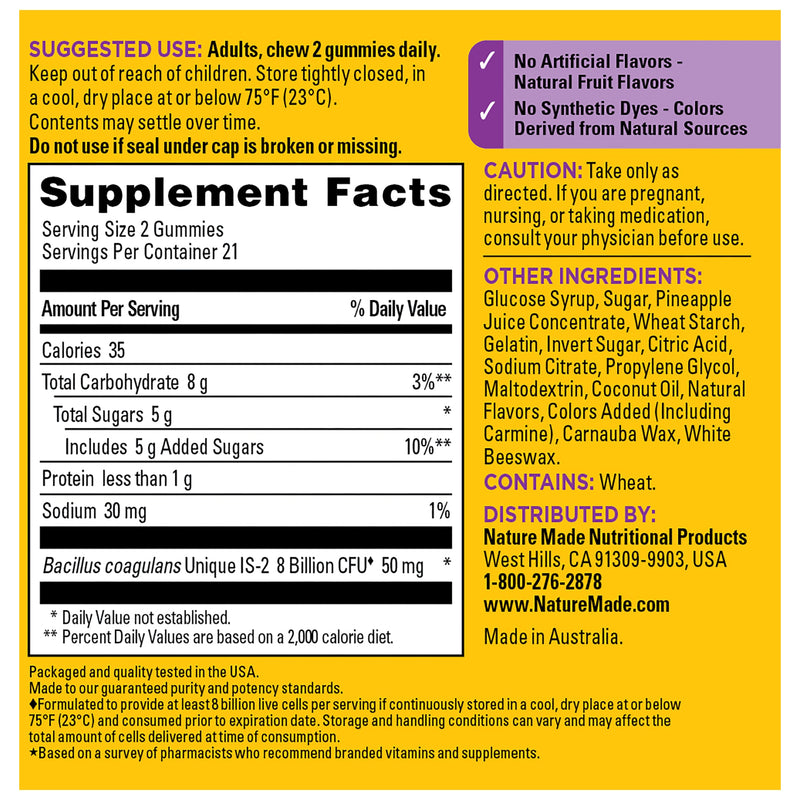 Digestive Probiotics 8 Billion CFU per 2 Probiotic Gummies