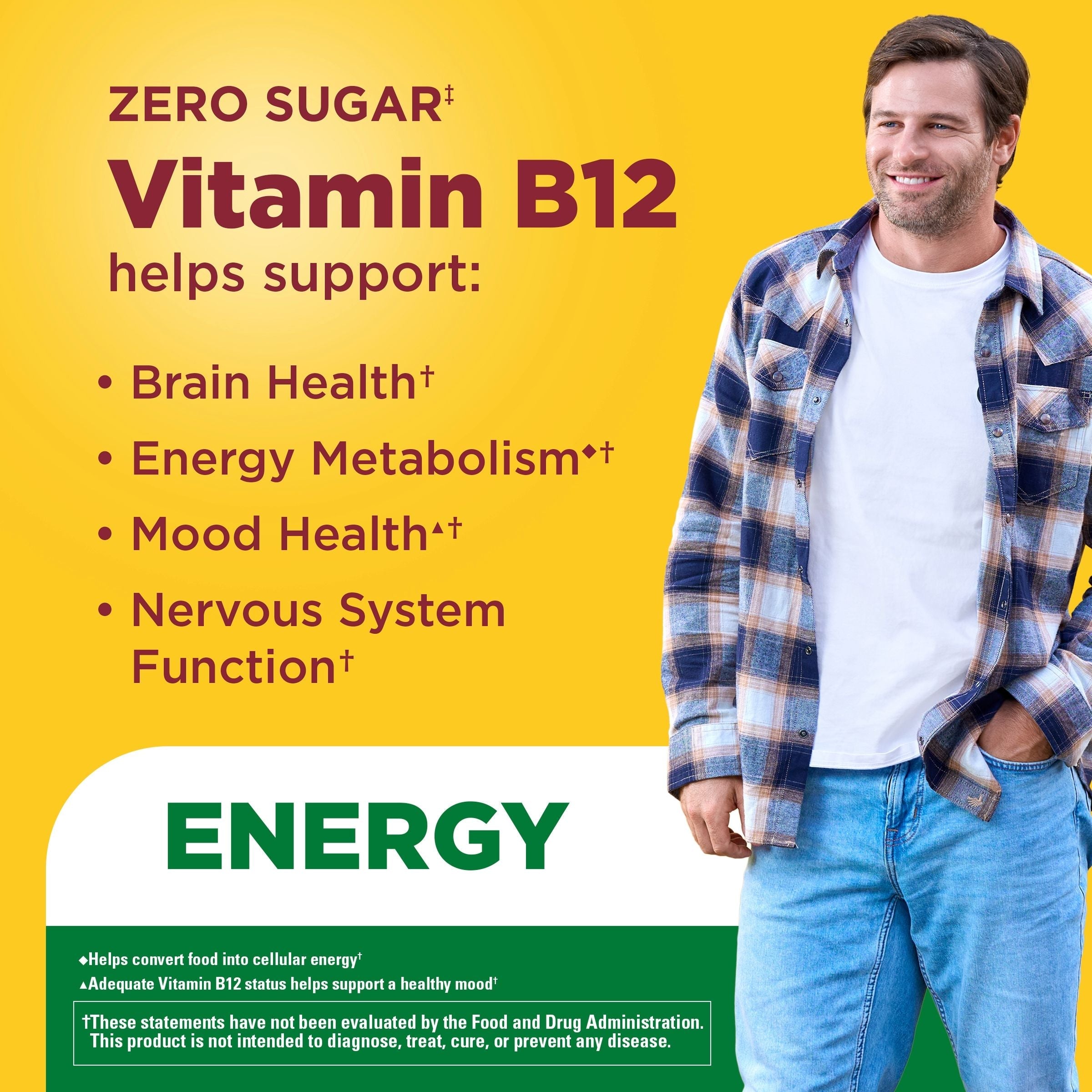 Zero Sugar‡ Energy◆ B12 Gummies 1000 Mcg Per Serving