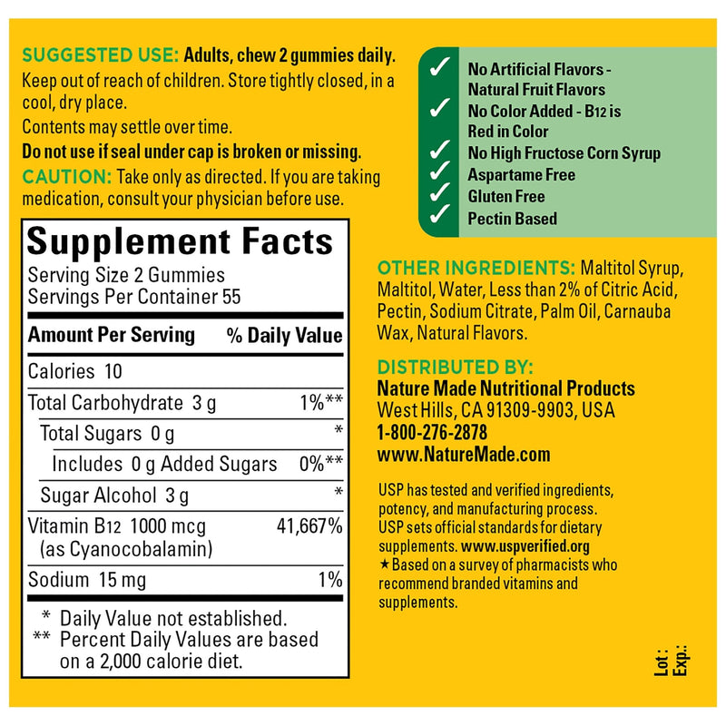 Zero Sugar‡ Energy◆ B12 Gummies 1000 Mcg Per Serving