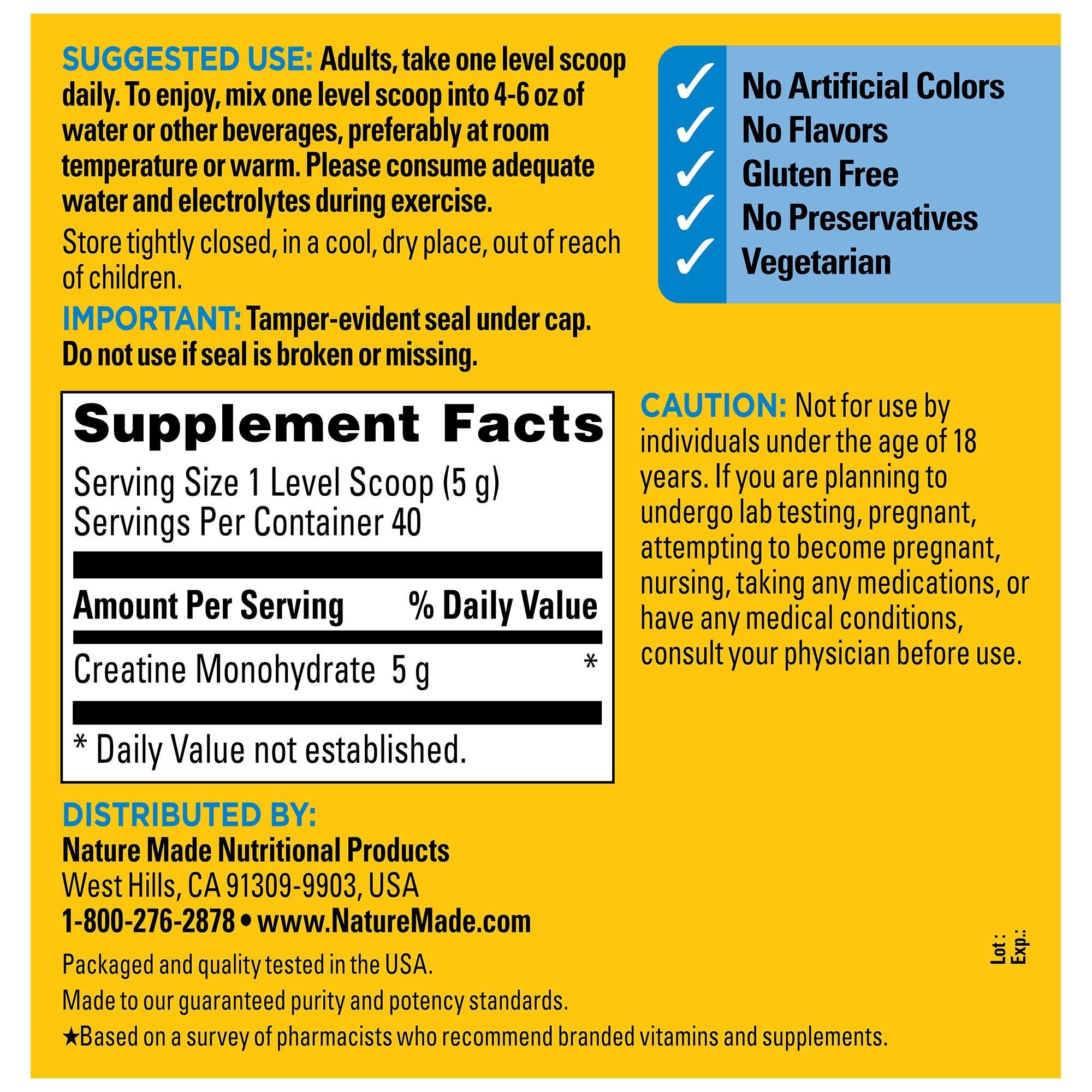 Micronized Creatine Monohydrate 5 g Drink Mix Powder